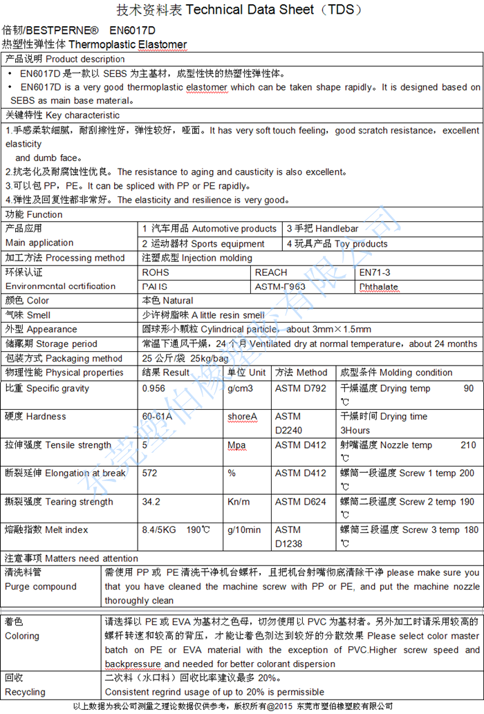 tpe公仔物性參數(shù)表