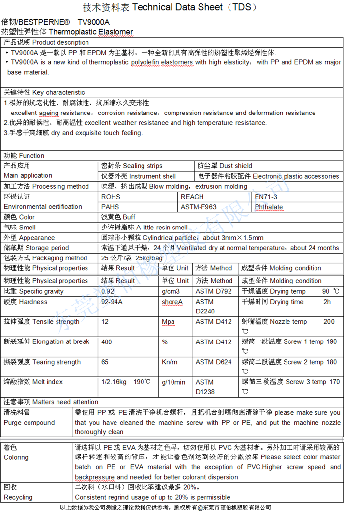 tpv密封條成型參數(shù)表